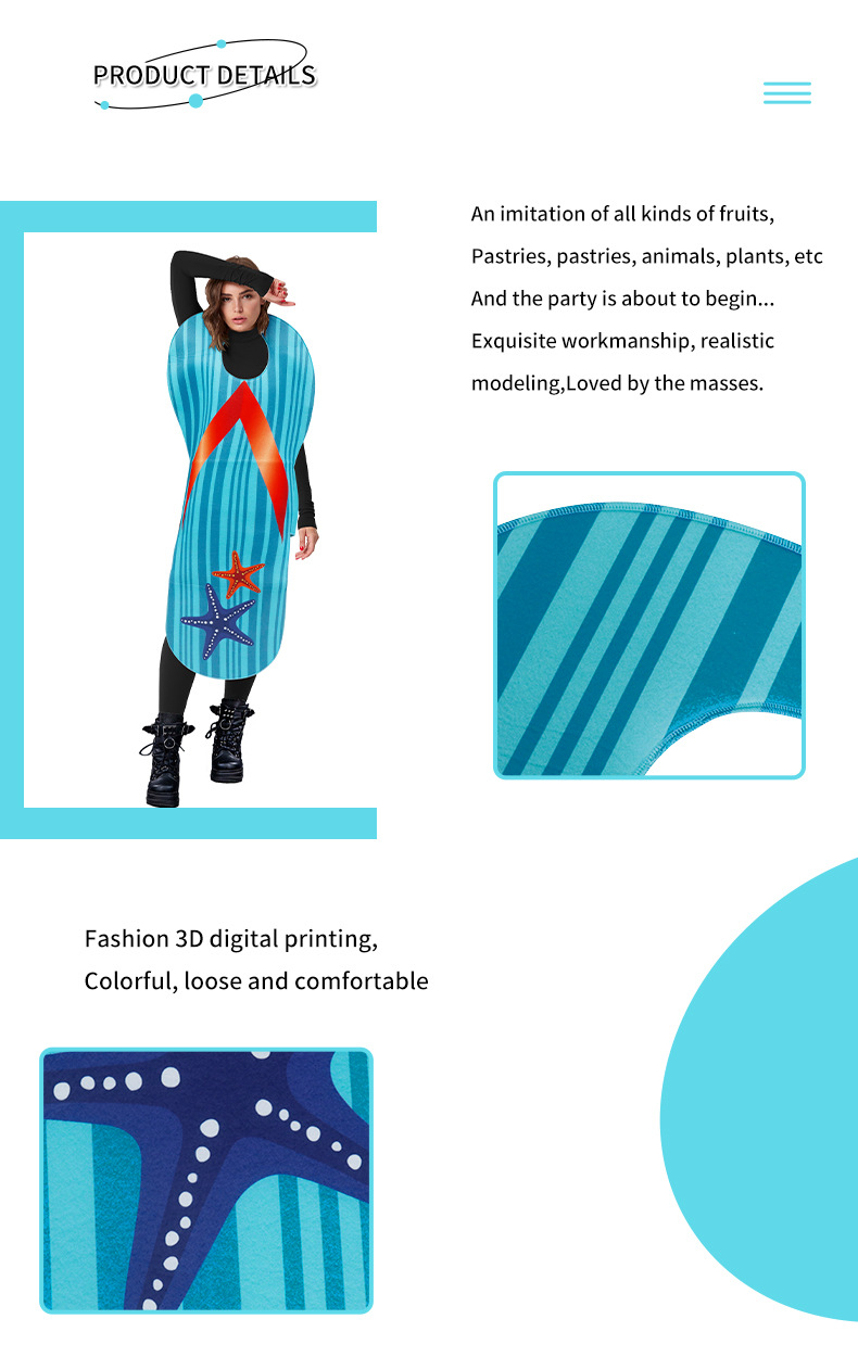 Funny New Stage Party Play Clothes Cross Border Digital Printed Thongs Halloween Cosplay Clothes Spooky Costumes