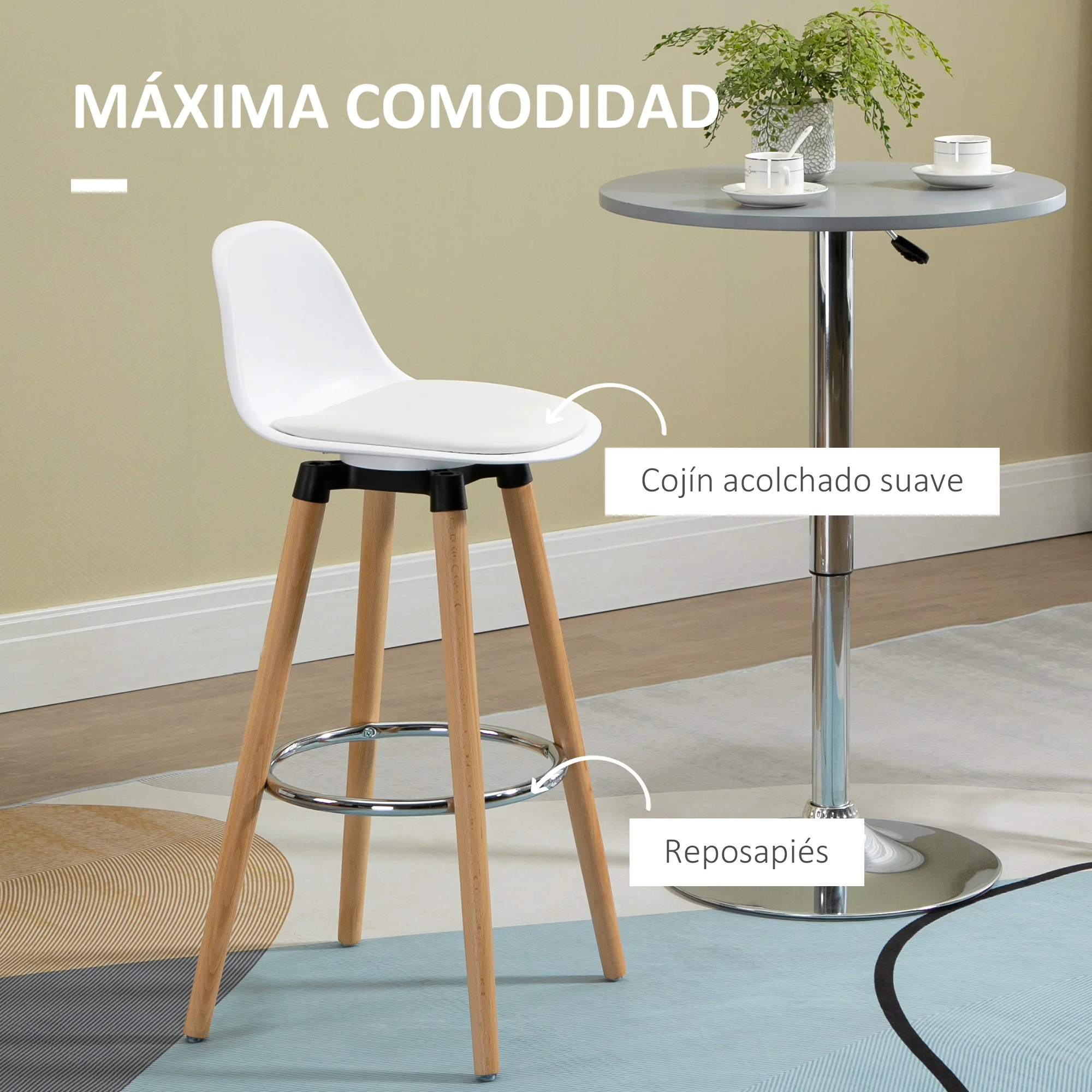 HOMCOM set di 2 sgabelli da bar imbottiti in PU con seduta 70 cm 40x42x91 cm