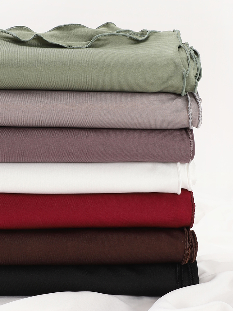 Luxus Wavy Edge Jersey Hijab für Frauen Einfarbig Milch Seide Schal Kopftuch Herbst Schal Dehnbar Chiffon Schal Ramanda