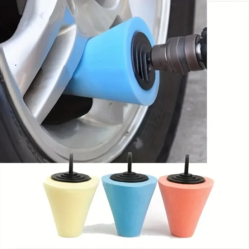 Esponja para pulir neumáticos, rueda automática utilizada para taladro eléctrico, bola de pulido, juego de conos, Kit de pulido de esponja para pulir bujes de coche
