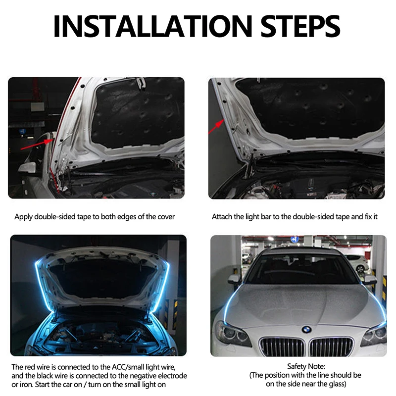 12V LED ไฟวิ่งกลางวัน Scan ราคาเริ่มต้นที่รถ Hood ไฟตกแต่ง DRL Auto Engine Hood ท่องเที่ยวตกแต่ง Ambient โคมไฟ