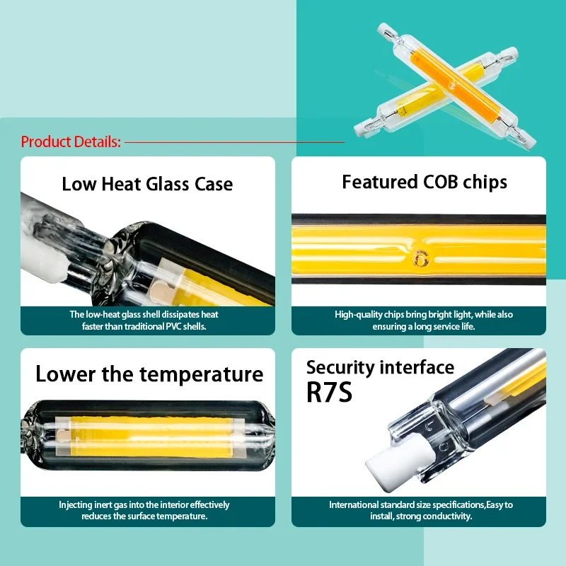 R7S LED Glass Tube 78mm 118mm COB Bulb 5W 10W 20W r7s Lampada Corn Lamp J78 J118 AC220V 110V Energy Saving Replace Halogen Light