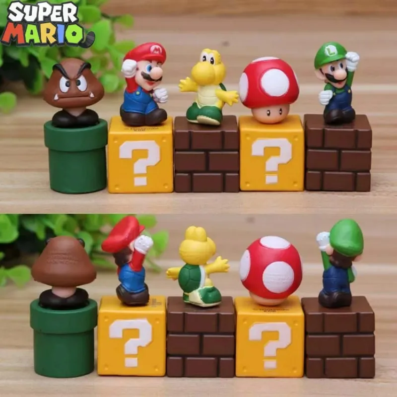 Super Mario Actiefiguren 5 stks/set Luigi Yoshi Model Pop Anime Collectie Ornamenten Taart Decoraties Speelgoed Kinderen Geschenken