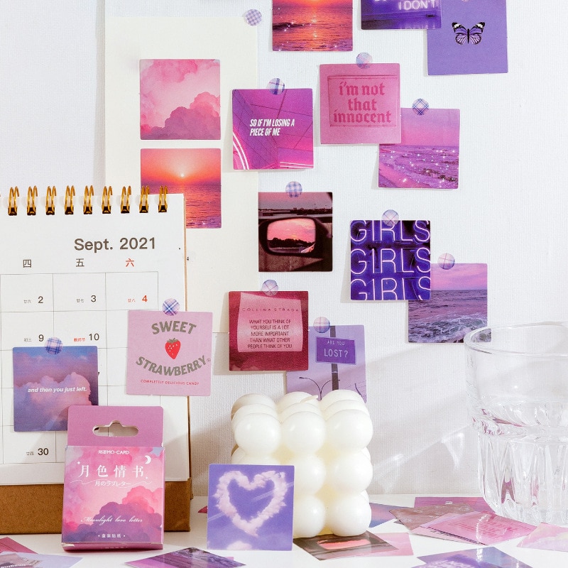 สติกเกอร์น่ารักตกแต่งบัญชีมือกล่อง DIY สติกเกอร์แสงจันทร์รักชุดจดหมาย