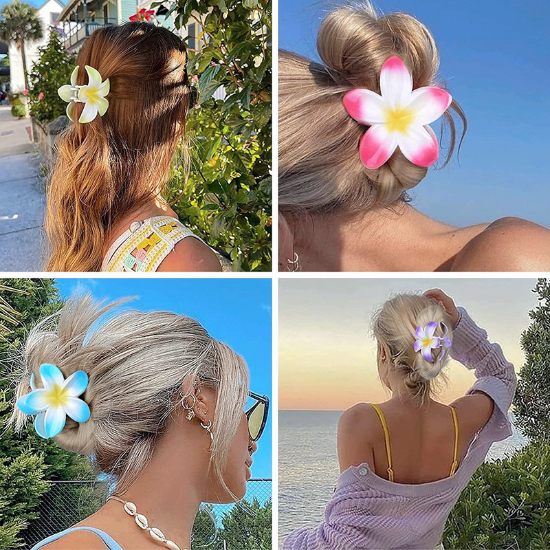 Six couleurs dégradé fleur cheveux accessoires ensemble plage Style épingles à cheveux fleur griffe Clips été fleur épingles à cheveux Style hawaïen