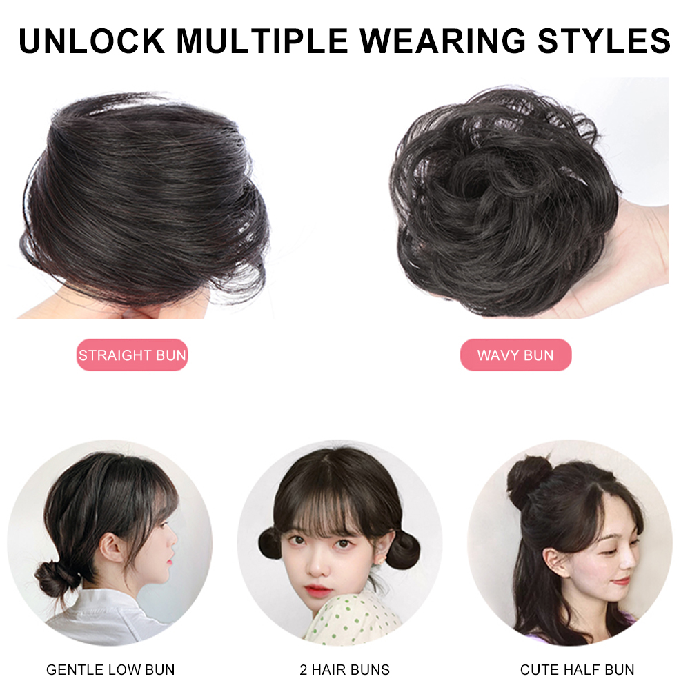 100% 人毛おだんごヘア乱雑な本物のおだんごヘア人間のおだんごヘアピース女性のためのナチュラルアップヘア乱れたシニヨン毎日