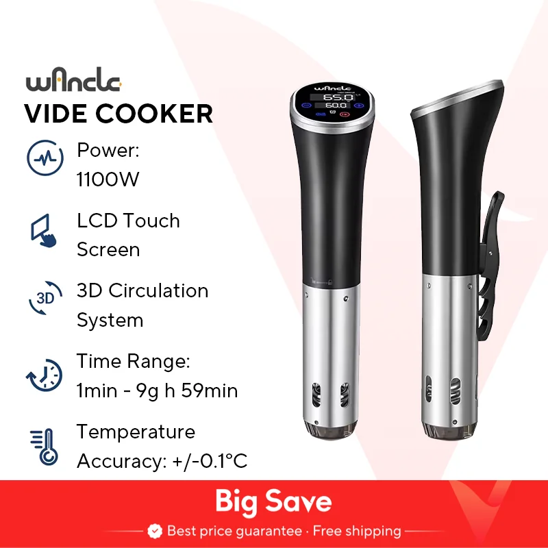 Wancle 1100W kuchenka Sous Vide LCD dotykowy cyrkulator zanurzeniowy dokładne gotowanie IPX7 wodoodporna kuchenka próżniowa z wyświetlaczem cyfrowym