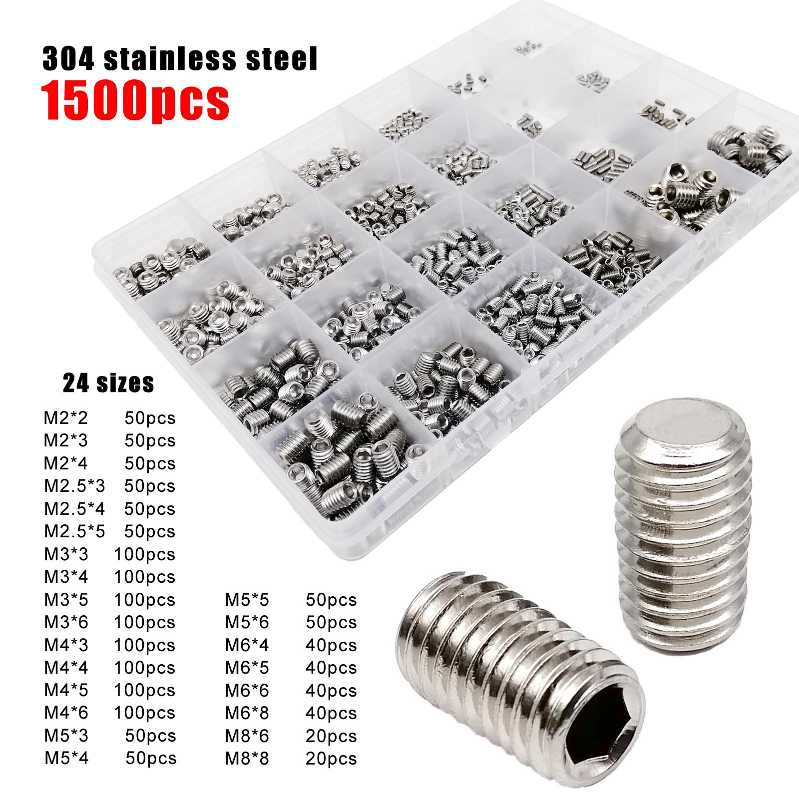 500/1500x M2-M8 din913 aço preto 304 a2 aço inoxidável hexágono soquete allen ponto plano conjunto parafuso grub parafuso variedade kit