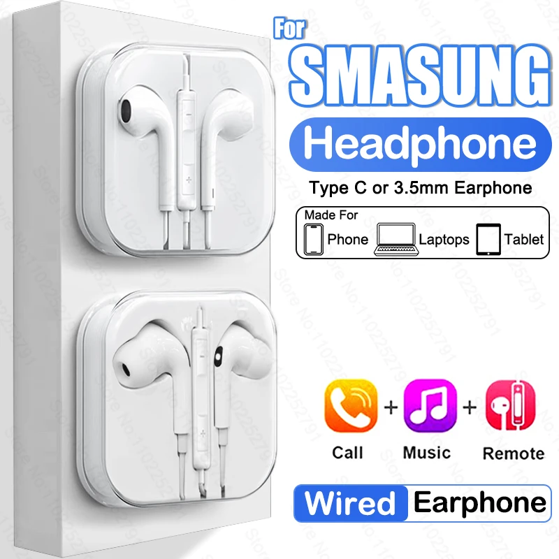 Original Typ C Kopfhörer Für Samsung Galaxy S22 S21 S20 FE S23 Ultra Verdrahtete Kopfhörer A53 A52 A34 A54 5G 3,5mm Ohrhörer Headset