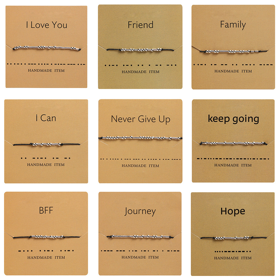 Handgemachte Morse Code Perlen Einstellbare Schwarz String Armband Mit ICH Liebe Sie Schriftzug Karton Kreative Charme Schmuck Für Liebhaber