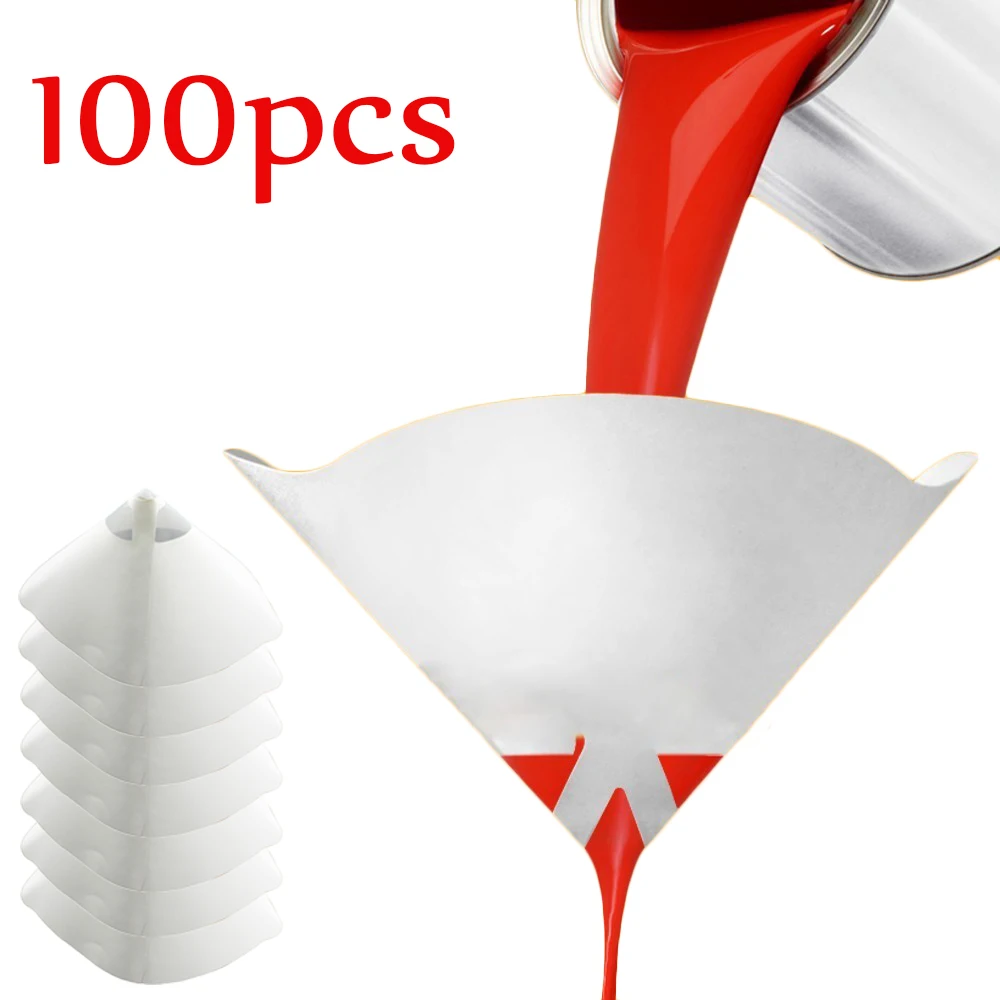Filtro de papel de malla en aerosol para pintura de coche, embudo purificador de colado, filtro de pintura desechable, herramientas de embudos de papel cónicos de nailon micrón