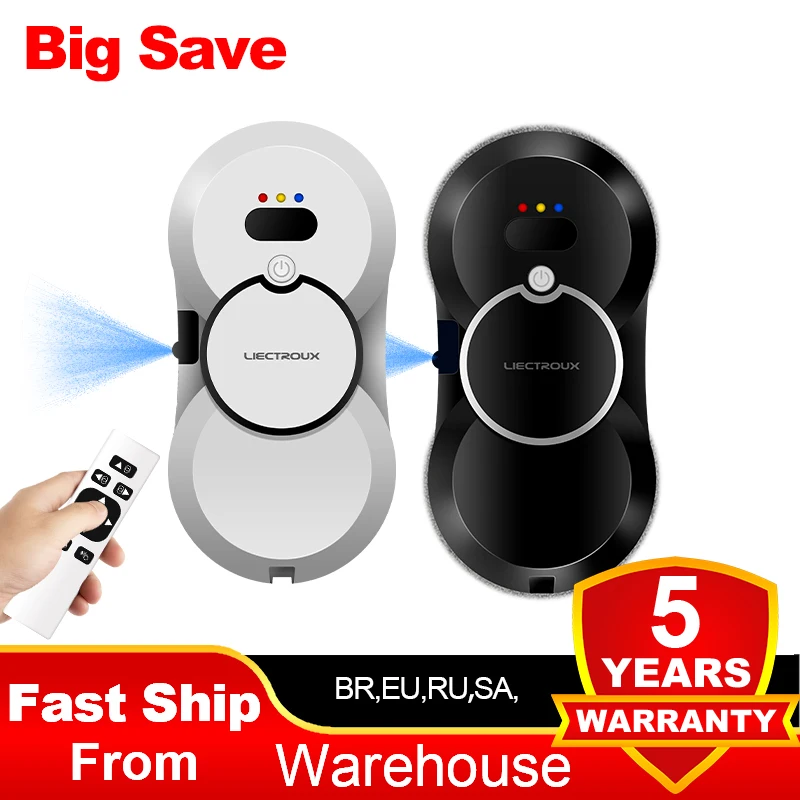 Robot hút bụi Liectroux HCR-10 cho cửa sổ, Phun nước siêu âm tự động, Robot lau cửa sổ siêu mỏng tại nhà, Máy rửa kính điện, Gạt nước cửa sổ hút cao, Chống rơi, Điều khiển từ xa