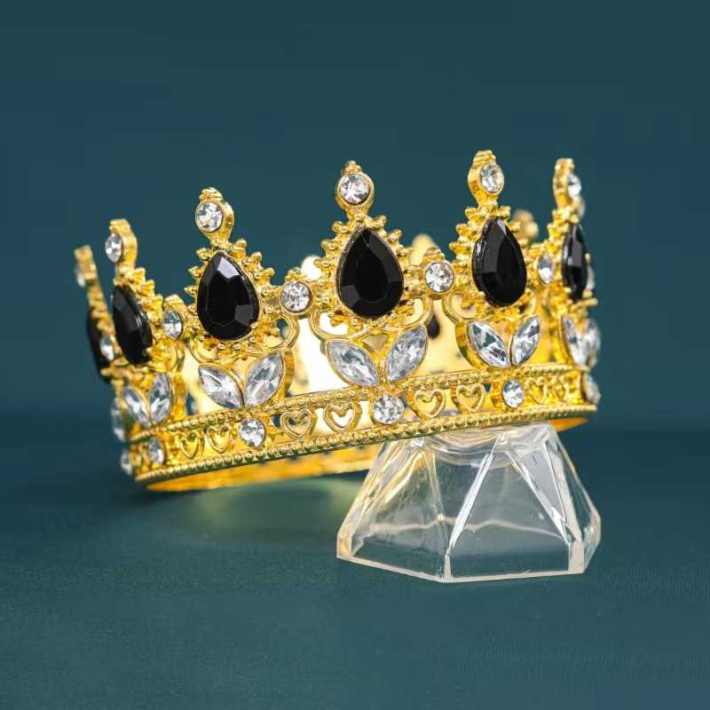 Tiaras e coroas redondas de ouro barroco vintage para mulheres noiva cristal strass acessórios para cabelo de casamento