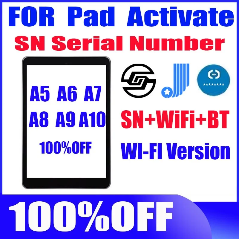 SN Serial Number for iPad, Wi-Fi, Bluetooth, iPad Mini 2, 3, 4, iPad Air 1, 2, iPad 6, 7 Pro, Pro 2, WIFI Version, SN WIFI BT