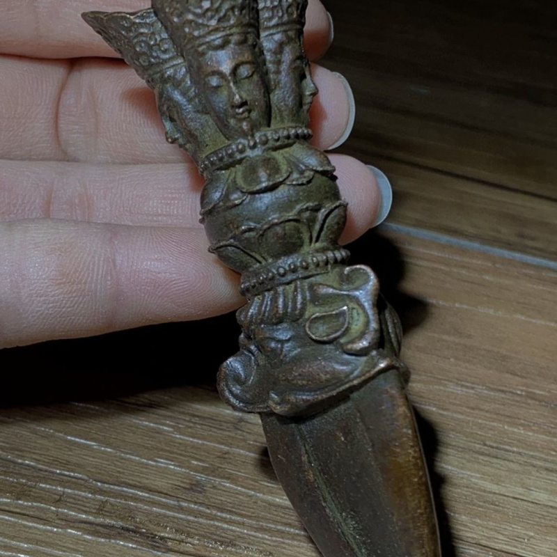 Tibetan Area Return Old Copper Solid Vajra Pestle Antique Handheld Small Ornament Collectible