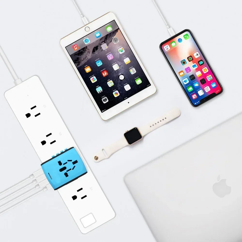 Melery Travel Adapter Universal Power Plug  UK EU AU US Sockets International 3USB Type-C Wall Charger for Worldwide Adaptor