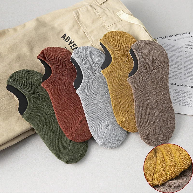 5 pares de calcetines cortos de algodón de alta calidad para hombre, calcetines tobilleros informales suaves de corte bajo, antideslizantes, transpirables, para verano y otoño 2022