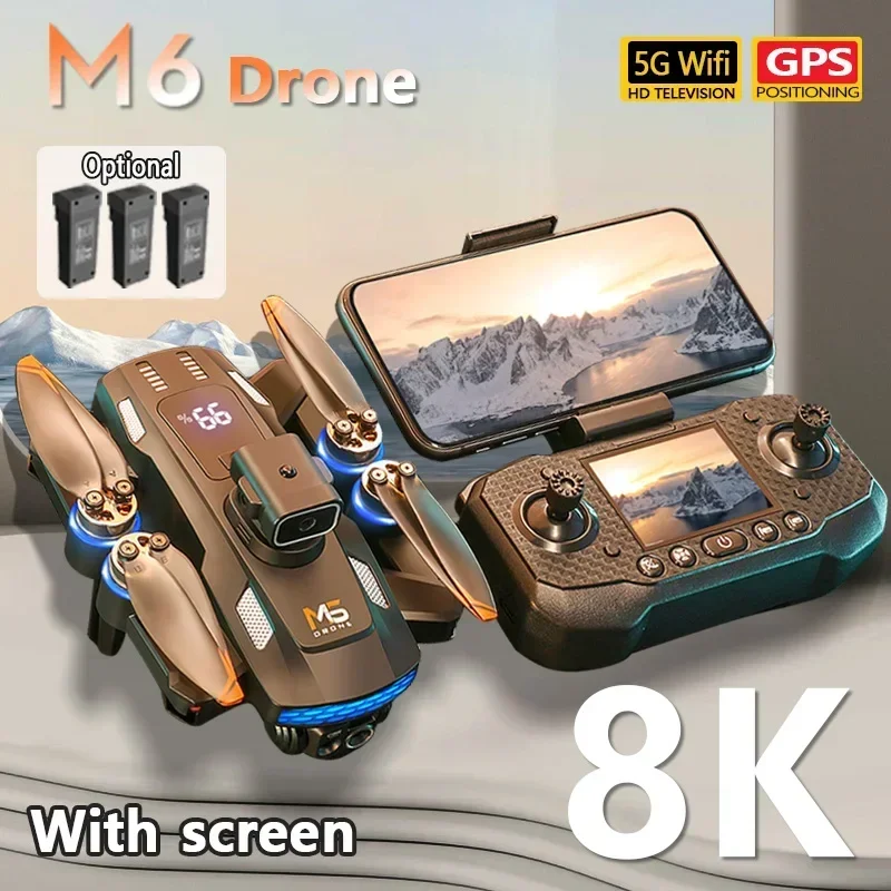 Для Xiaomi M6 Drone Professional 8K Camera Drone 5G WIFI FPV БПЛА с дистанционным управлением экраном RC Dron избегает Воздушный квадрокоптер