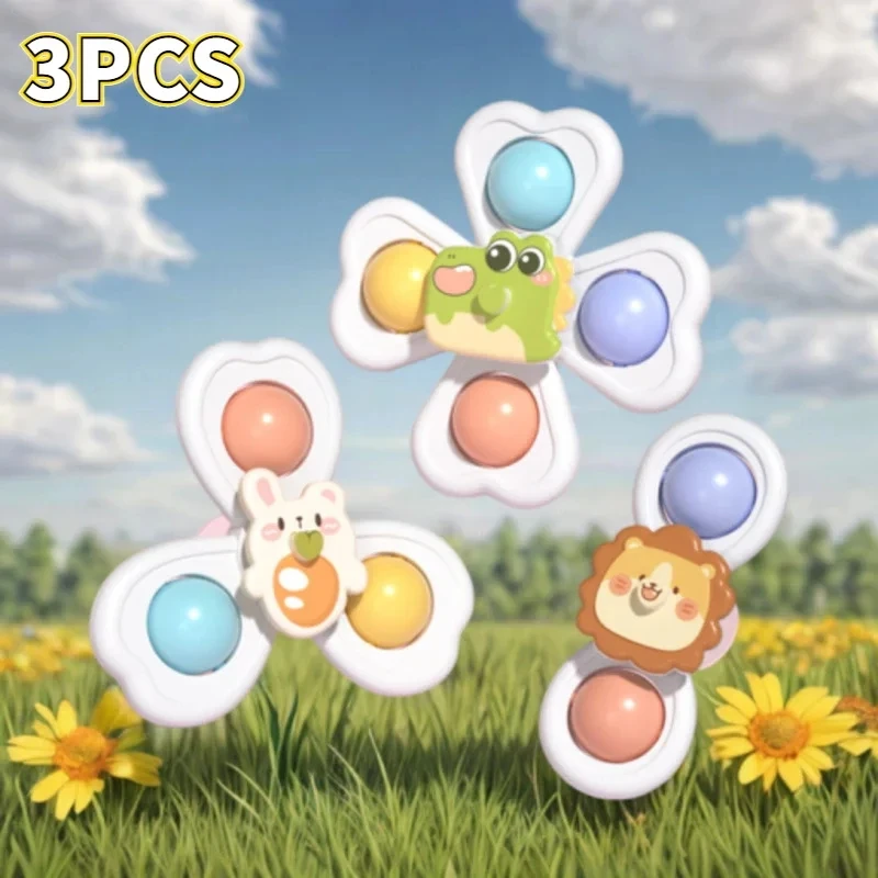 3 pçs ventosa girador brinquedo banho do bebê engraçado jogo brinquedos educativos para crianças meninas meninos infantil sensorial alívio do estresse presente