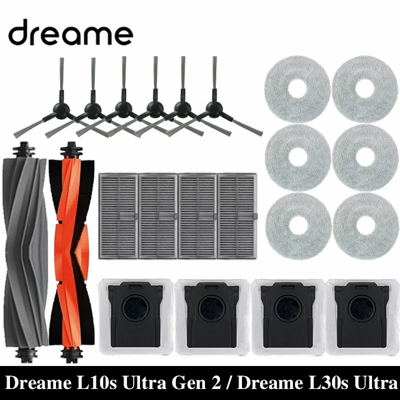 Dreame L10s Ultra Gen 2/L30s Ultra Robot repuestos de aspiradora cepillos laterales principales paños de fregona filtros HEPA bolsas de polvo Accesorios