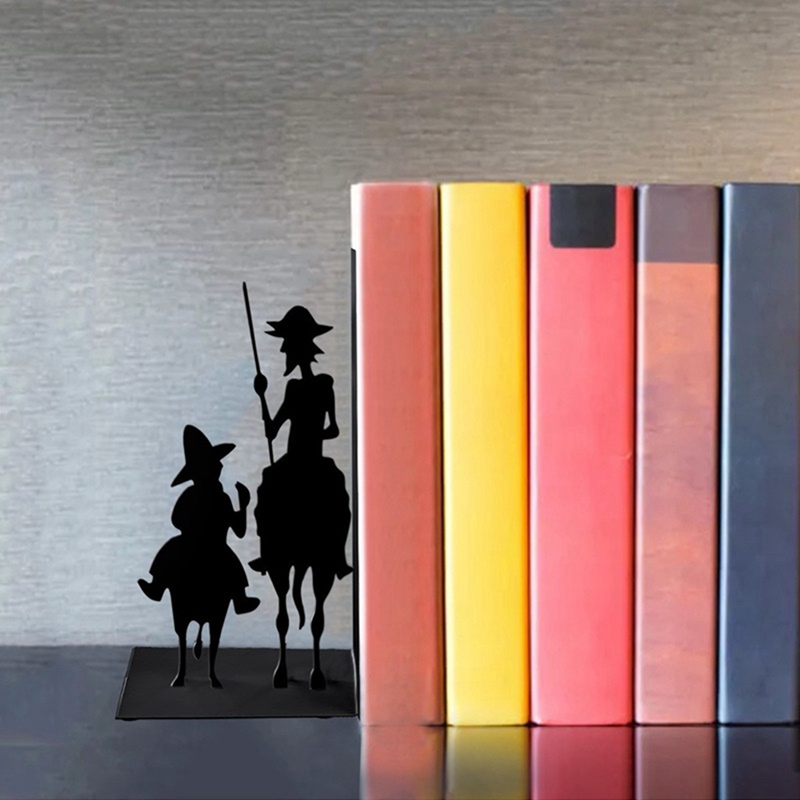 Iron Figure Bookends Reading Book Support Retro Non-Skid Book Ends Stoppers For Shelves Home Office Desktop Decor