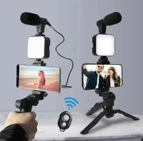 Mobiles Stativ-Set mit Mikrofon, LED-Fülllicht, tragbare Live-Übertragung, tragbare Mini-Fotografie, Live-Übertragung, Fülllicht