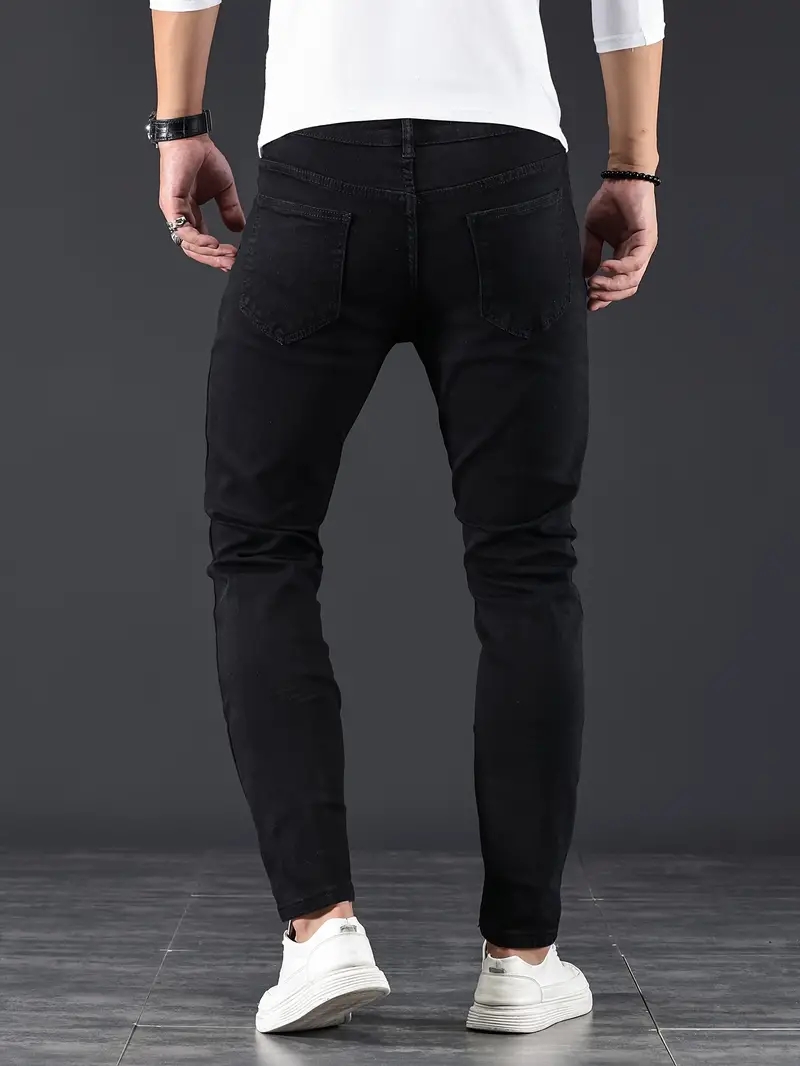 Jean Slim Vintage Délavé pour Homme, Pantalon de Rue, Imprimé de Documents Purs, Grande Taille