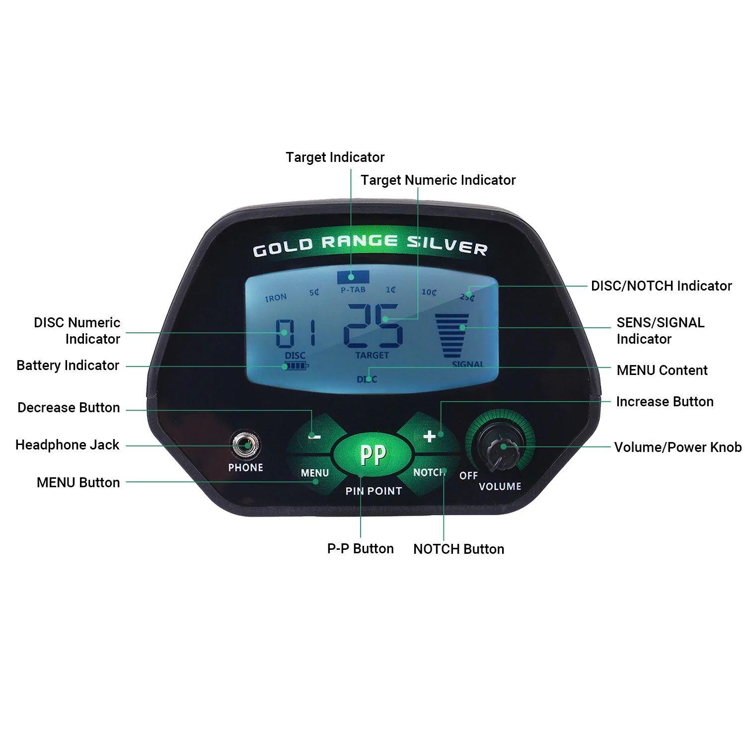 MD4090 Detector de metais subterrâneo profissional, Detector de metais LCD com função de memória Backlight ajustável, alta precisão