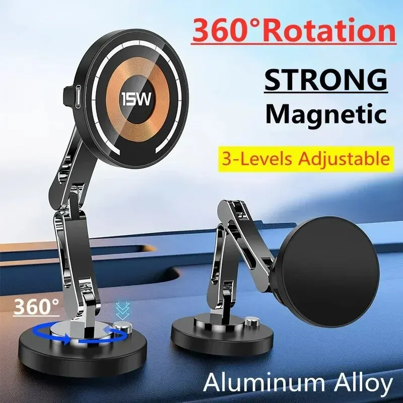 Magnetische Auto Drahtlose Ladegerät Stehen Magnet Auto Halterung Schnelle Ladestation Telefon Halter Halterung Für Macsfae iPhone 15 14 13 12