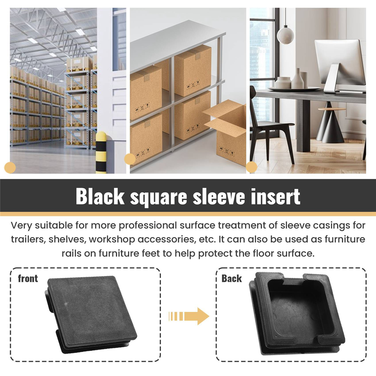 75 มม. x 75 มม. พลาสติกสแควร์หมวกท่อแทรก End Blanking 2 ชิ้น