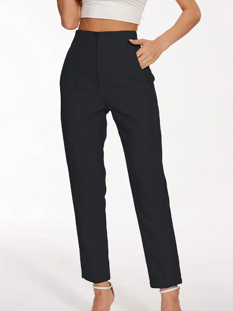 2024 Woman Solid Trouser High Waist Slim Zipper Fly Long Pants Female Wild Commute Office Lady Woman Pencil Pant Street