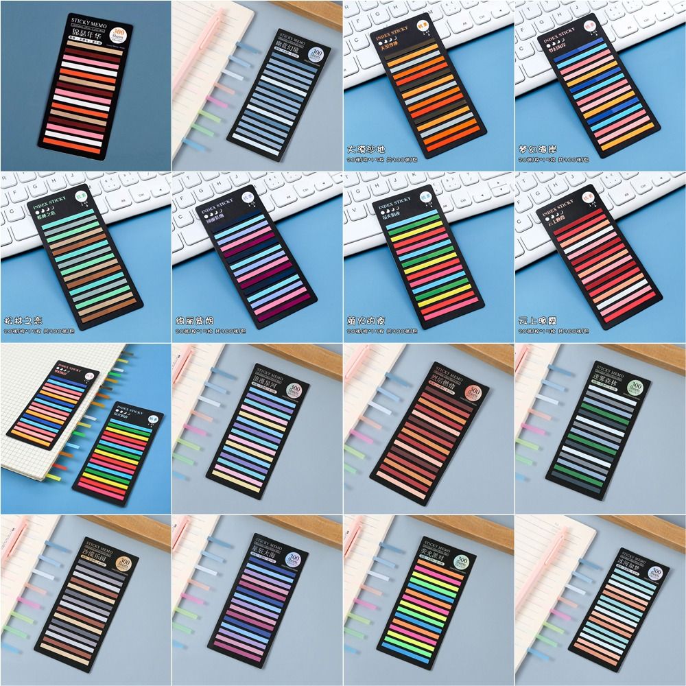 Bloc de notas de índice de arcoíris, 300 hojas, decoración DIY, PET, Kawaii, notas de arcoíris, papelería, Bloc de notas adhesivas, niños