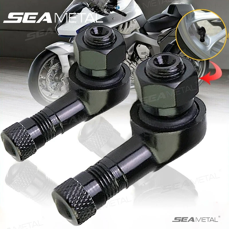 SEAMETAL 1/2pcs Universal Motocicleta Roda Válvulas de pneu Tampa da haste Tampa do pneu de ar 90 graus CNC Alumínio Tubeless Válvula Hastes