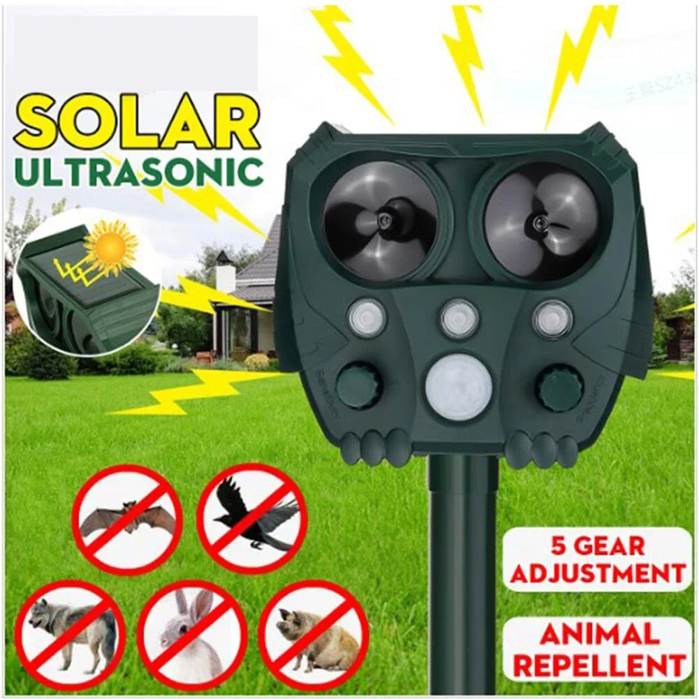Solar-Tiervertreiber für den Außenbereich, Ultraschall-Tiervertreiber, blinkendes Modell, Elektrogerät für zwei Jahreszeiten