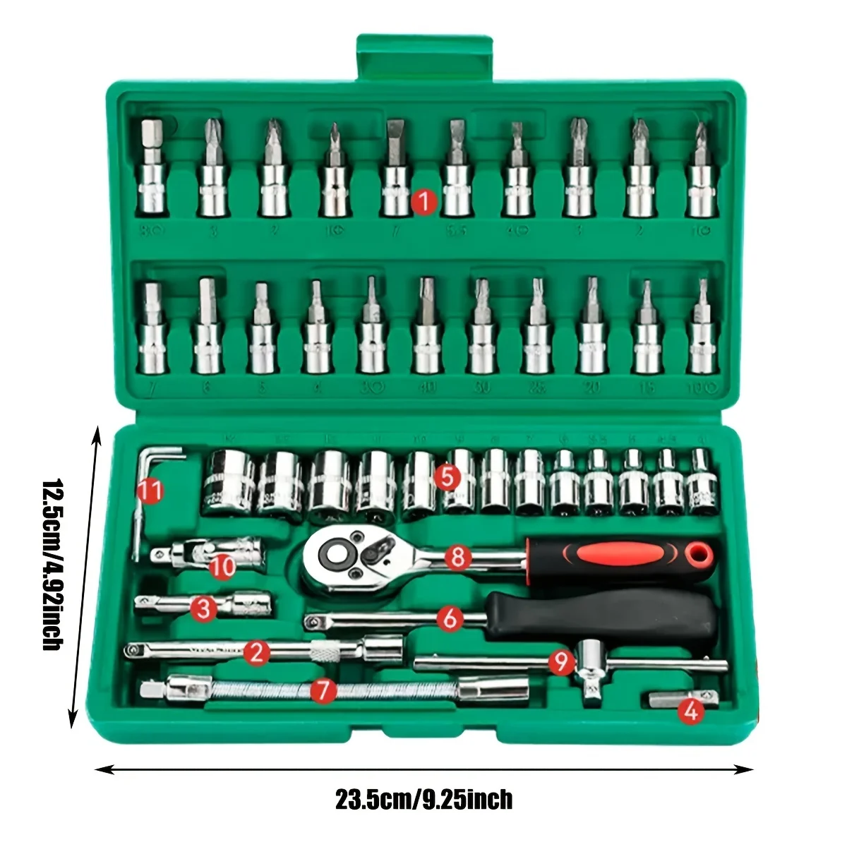 46pc conjunto de soquete de unidade 1/4 polegada chave catraca conjunto com soquetes métricos hex bit soquete conjunto kits ferramentas mecânicas para reparo automóvel hous