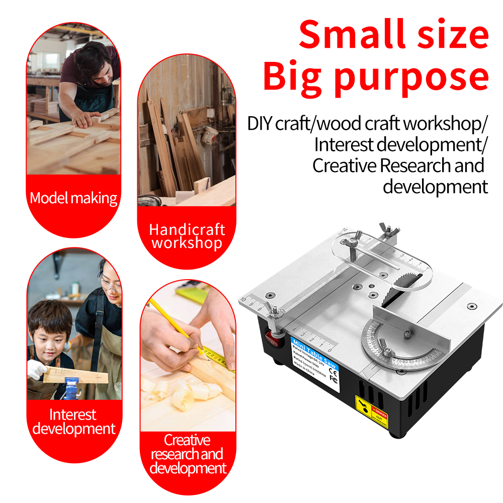 Mini serra de mesa diy, 96w, 5000rpm, máquina de corte compacta de precisão para madeira, pcb, plástico, alumínio, plugue ue/eua