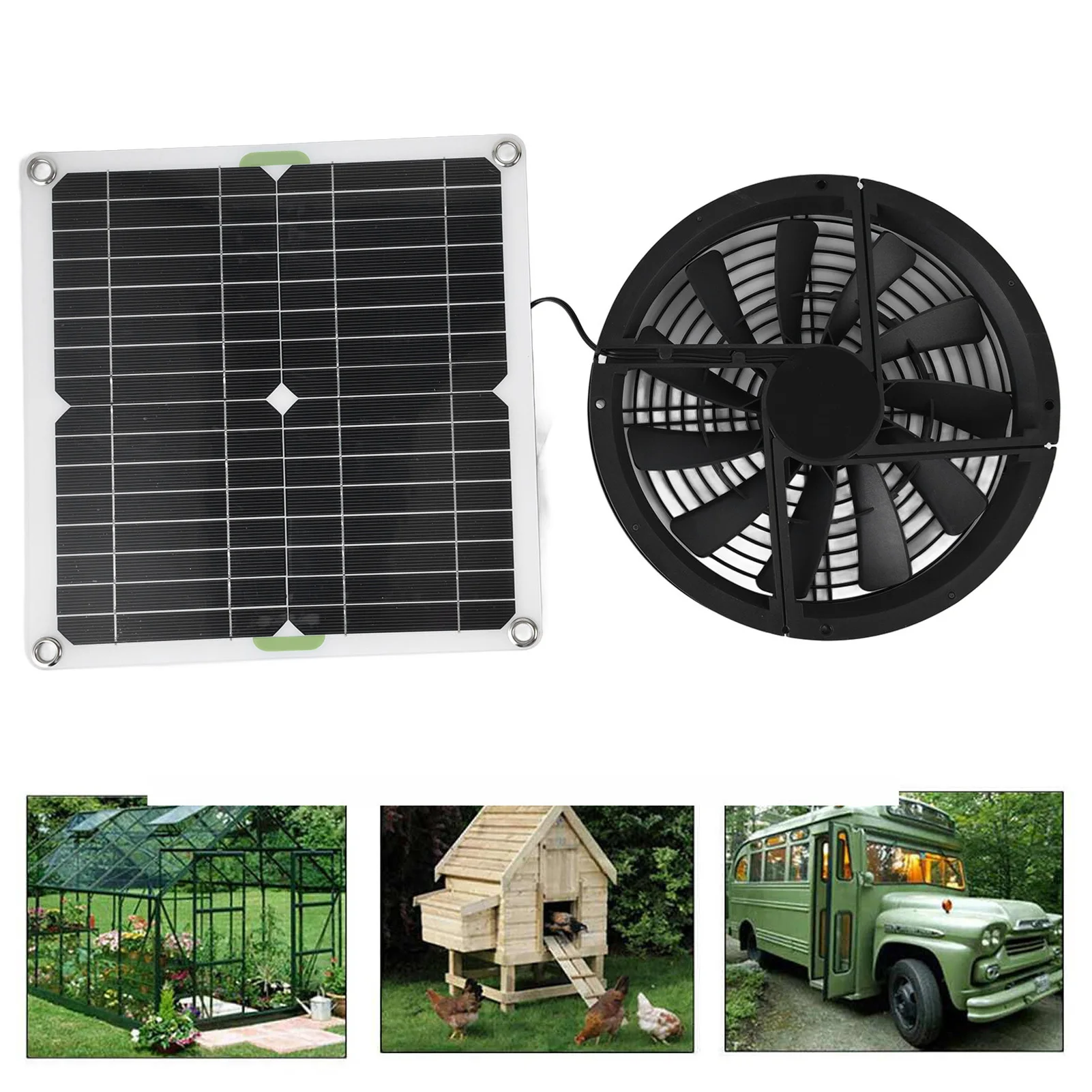 Solarpanel-Lüfter-Kit 10in 100w wasserdichtes Solar panel runder Lüftungs koffer Abluft ventilator für Hühnerstall-Gewächshaus schuppen