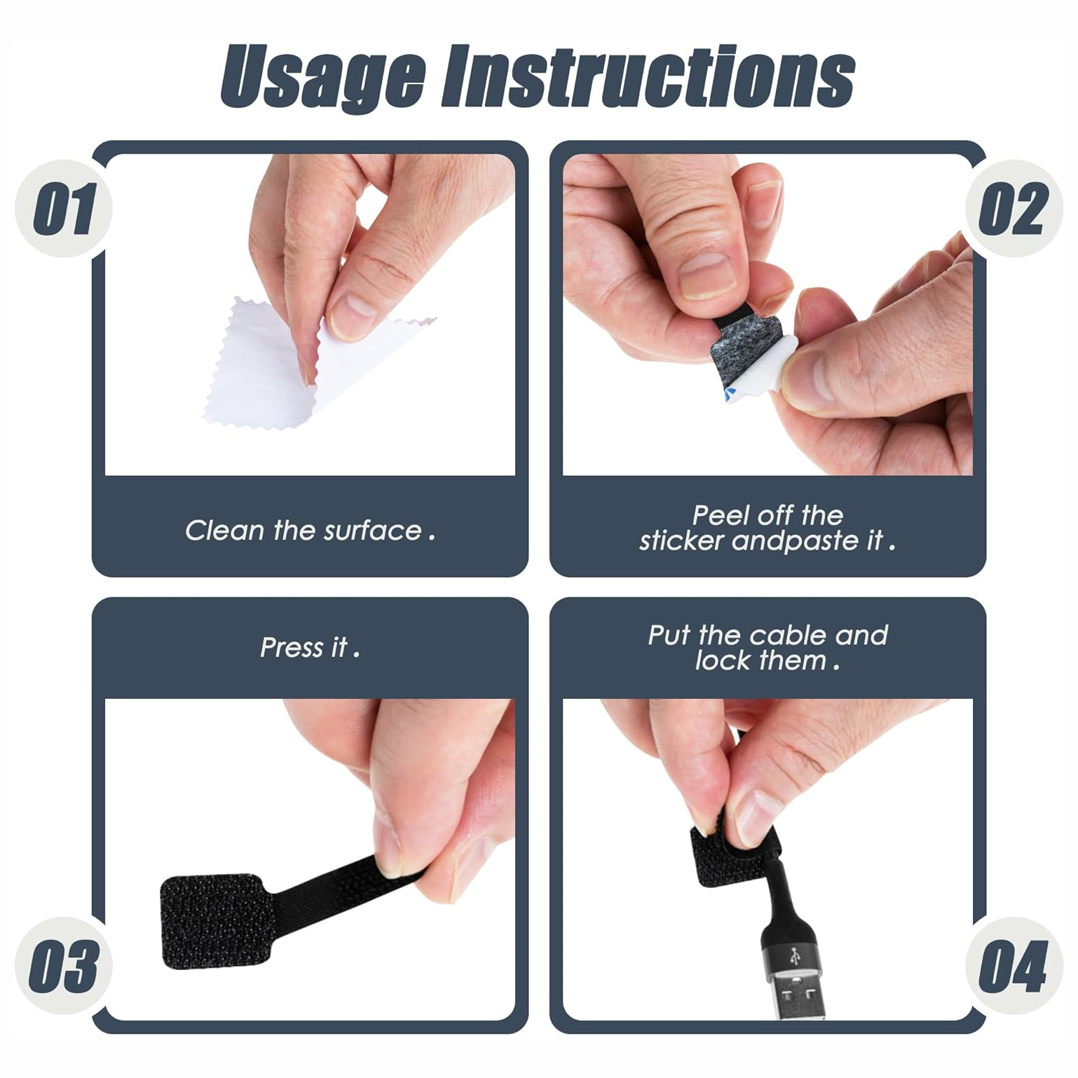 Bridas para cables reutilizables, organizador de cables de sujeción, soporte para cuerda, correas organizadoras de cables ajustables autoadhesivas, gestión de escritorio