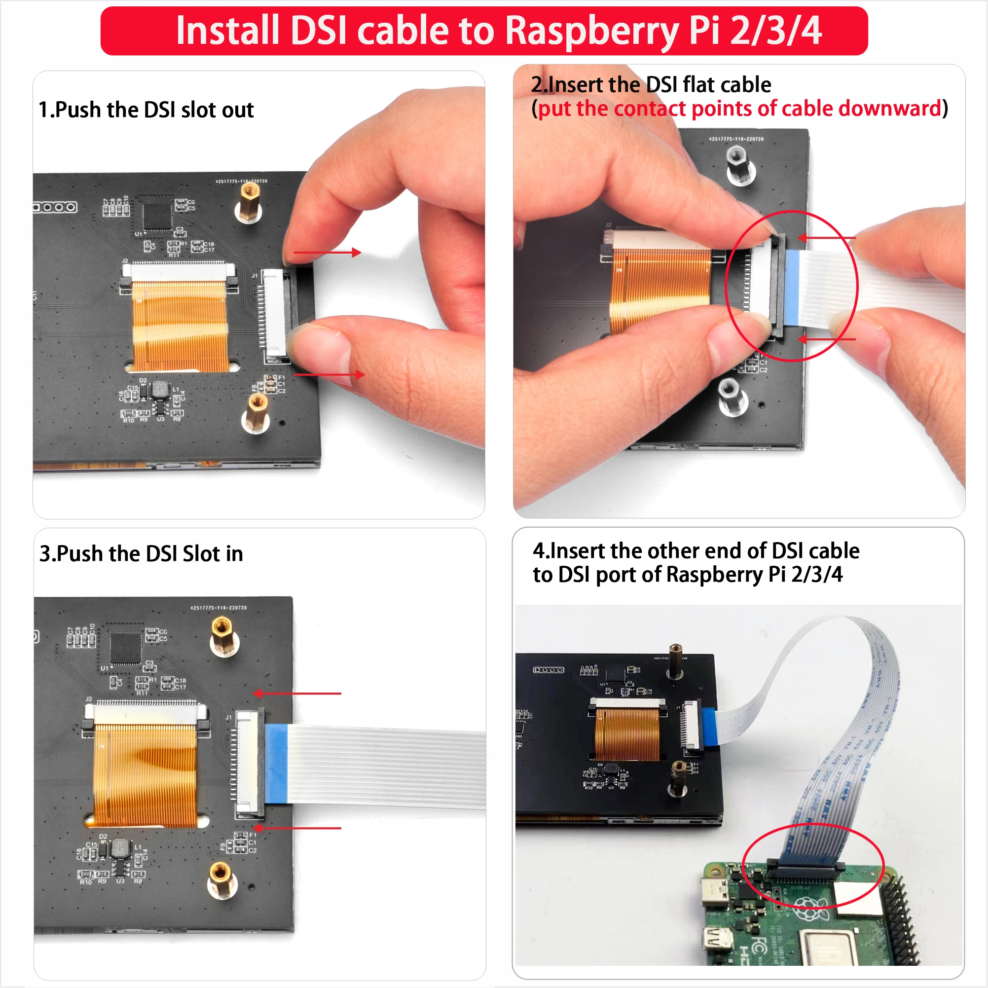 OSOYOO 4,3 дюйма IPS LCD емкостный сенсорный дисплей 800×480 DSI интерфейс для Raspberry Pi 4 3 2 модели B B+ A+