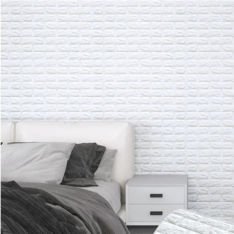 3D โฟมนุ่มอิฐวอลล์เปเปอร์สติกเกอร์ม้วน DIY Self Adhesive ห้องนั่งเล่นห้องครัวห้องน้ําตกแต่งผนังกระดาษ