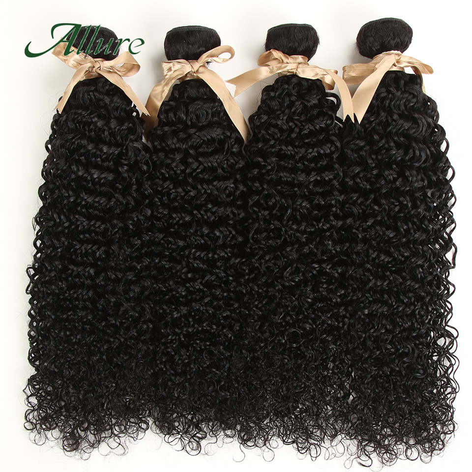 Pacotes de cabelo humano encaracolado profundo, preto natural colorido, extensões de cabelo remy, brasileiro Jerry Curly, Allure, 1 pc, 3 pcs, 4 pcs
