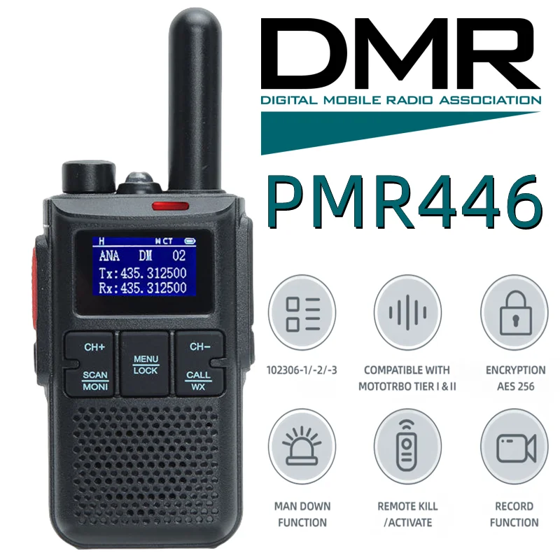 Niños DM-310 PMR446 Licencia Libre de Mano Walkie Talkie Ham DMR Transmisor de Radio