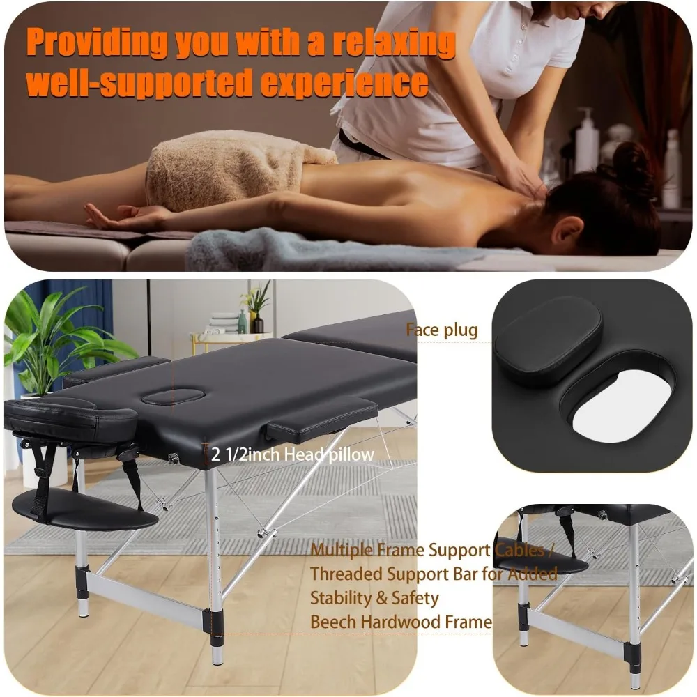 Portable Massage Table,Massage Bed with Neck Stretcher Adjustable Lash Bed Massage Bed Tattoo Table