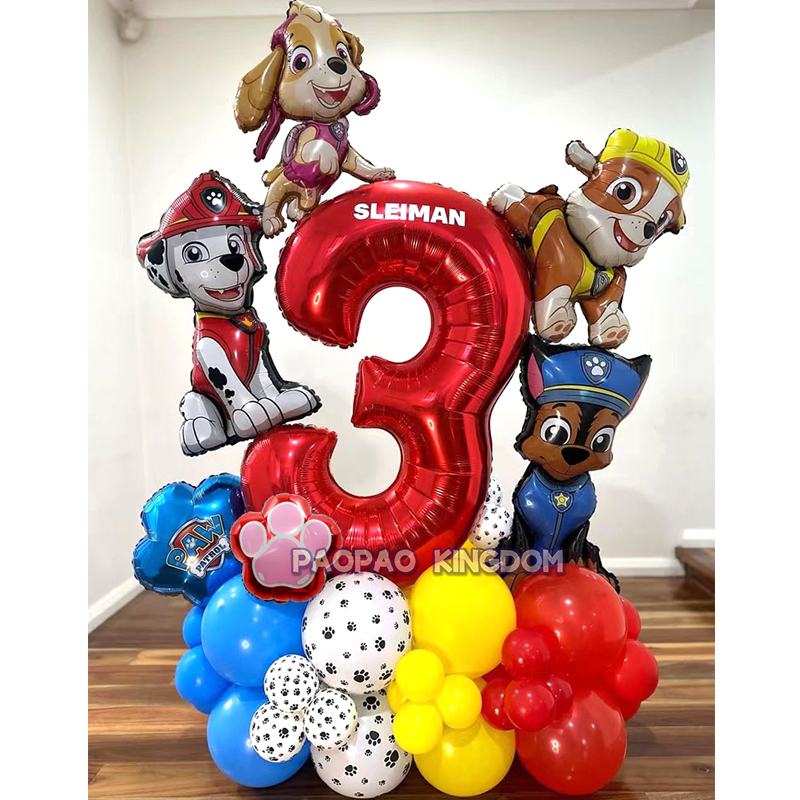 パウパトロールホイルバルーンアーチガーランドキットラテックスバルーン番号ボールパウパトロール誕生日ベビーシャワーパーティーの装飾ギフトおもちゃ