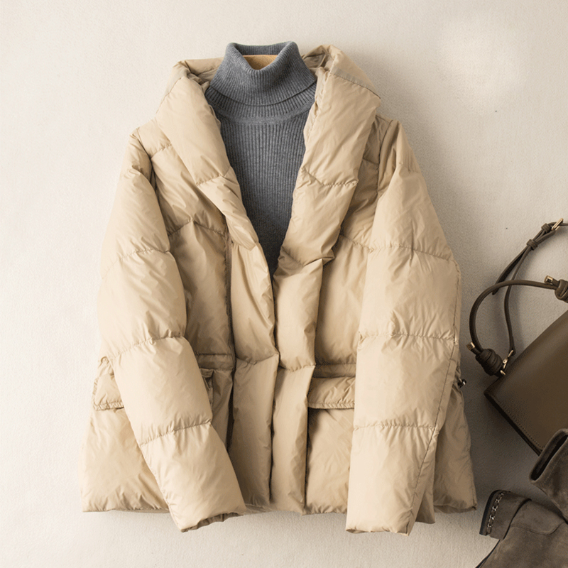 女性のための短いダックダウンジャケット,防風パーカー,単色,十分なアウター,90% 白,新しいスタイル,秋冬,2022