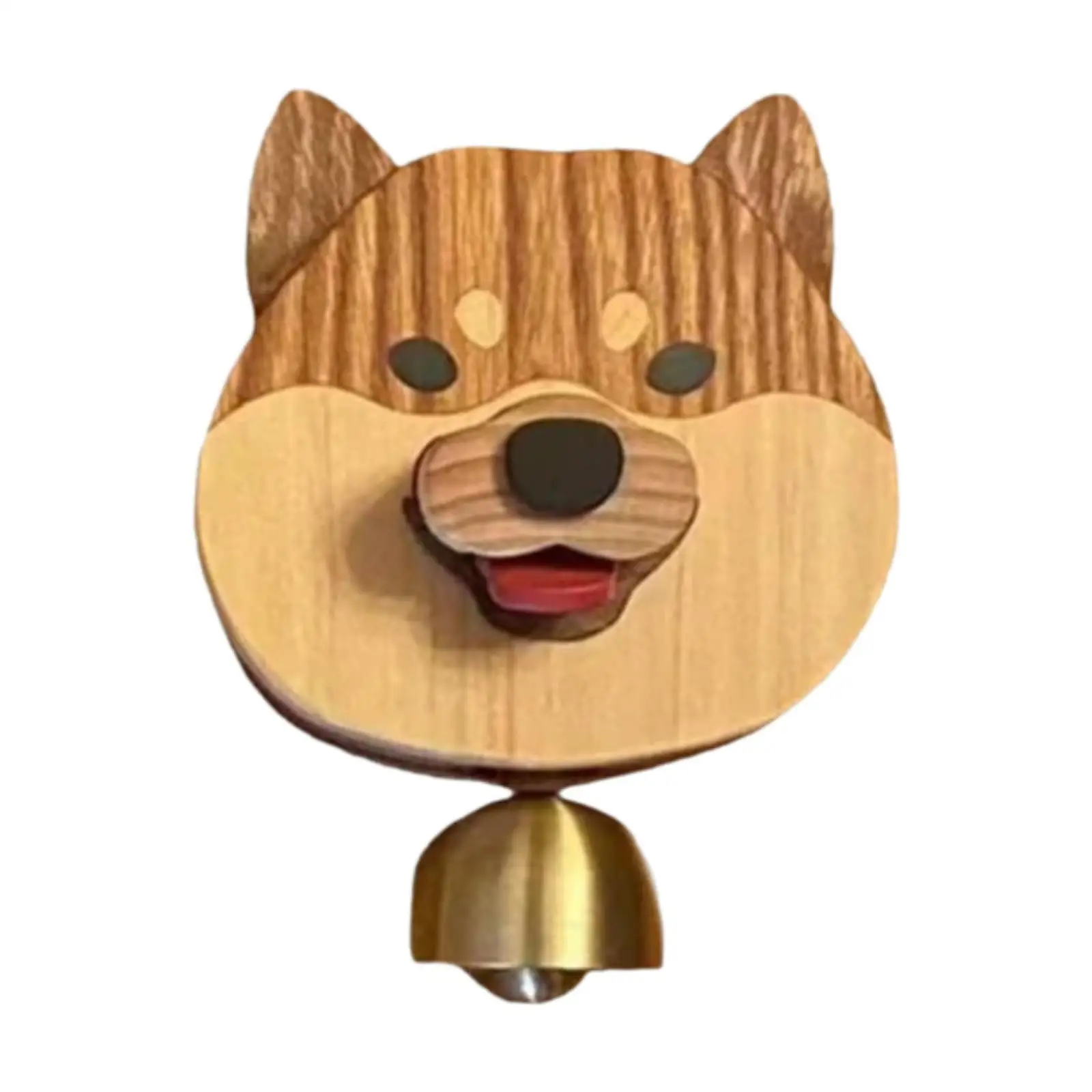Wooden Shiba Inu Door Bell Wind Chime Wall Decoration Hanging Ornament for Front Door Backyard Coffee Shop Business Entrance