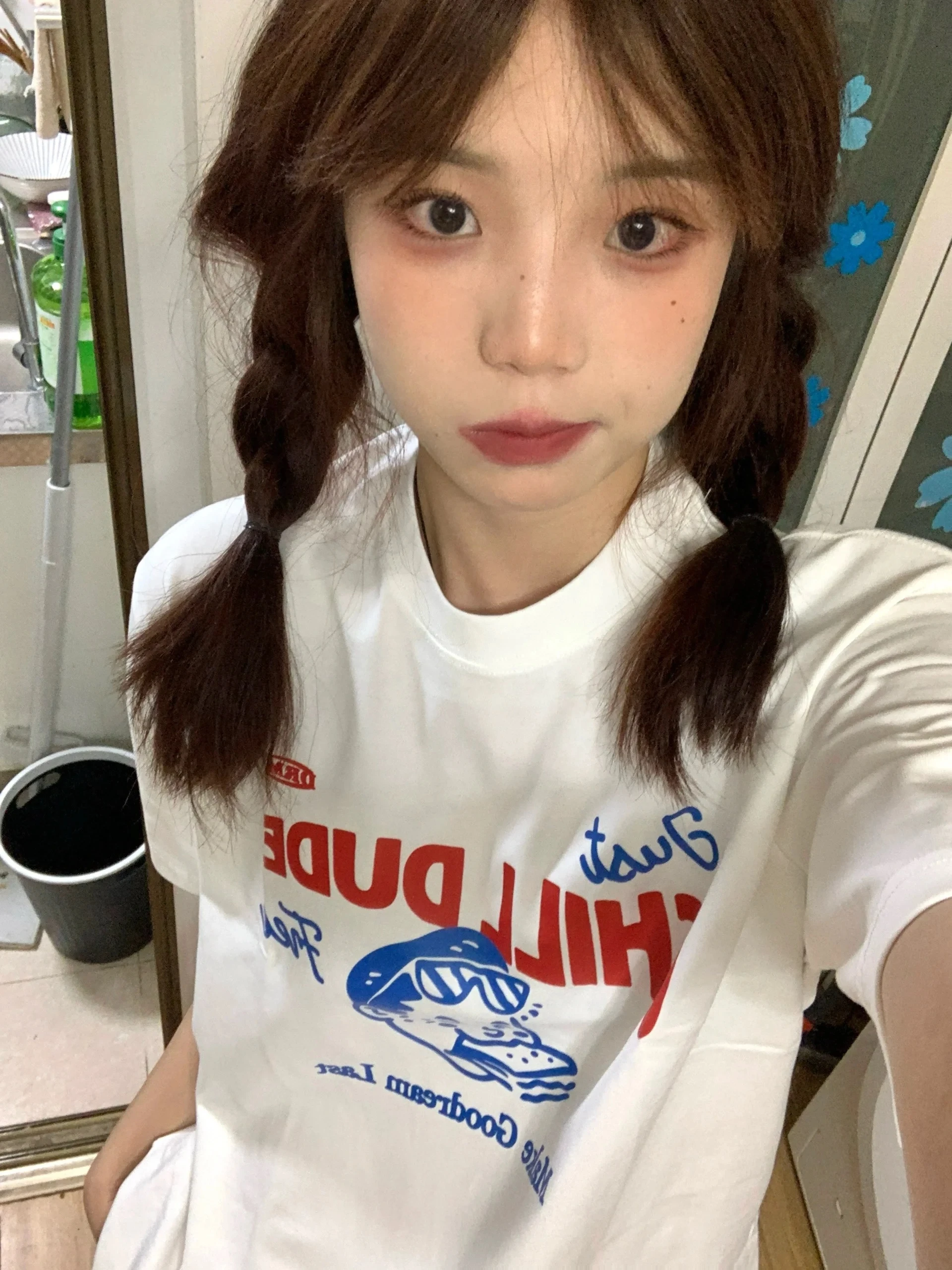 夏フレッシュプリント Tシャツレディースカジュアルキッズ漫画サンドイッチトップトレンディコットン 100% ハイエンド感