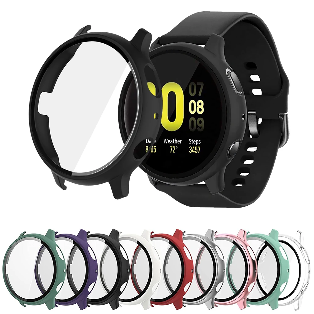 ガラス + ケースサムスンギャラクシーウォッチアクティブ 2 44 ミリメートル 40 ミリメートルオールラウンドカバーバンパー + スクリーンプロテクターフィルムコレアアクティブ 2 44 ミリメートル 40 ミリメートル