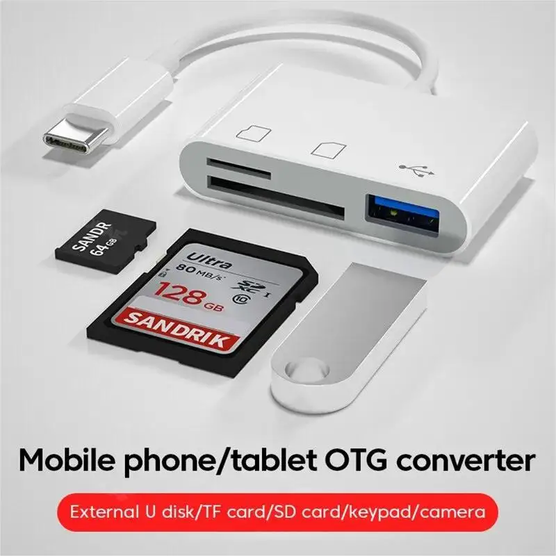 3 in 1 Leitor de cartão de ผู้ถือ tipo C adaptador TF CF SD OTG Writer Compact Flash USB-C iPad Pro Huawei MacbookSamsungXiaomi