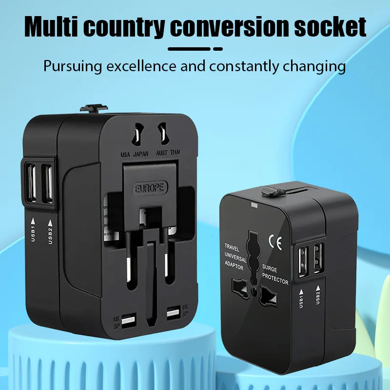 Universal-Reiseadapter EU UK US AU AC Power Ladegerät Adapter Steckdose Konverter Buchse Stecker Adapter Stecker mit Dual USB Port